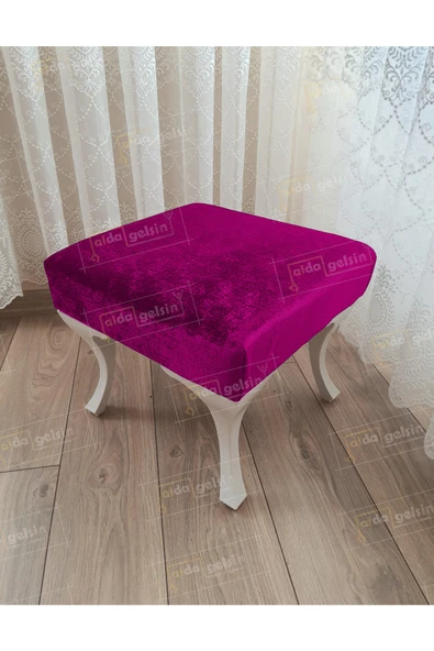 aldagelsin Ayak Ucu Kapı Önü Antre Düz Bench Puf Beyaz Ayak Mor 45 x 45 ürün görseli 1