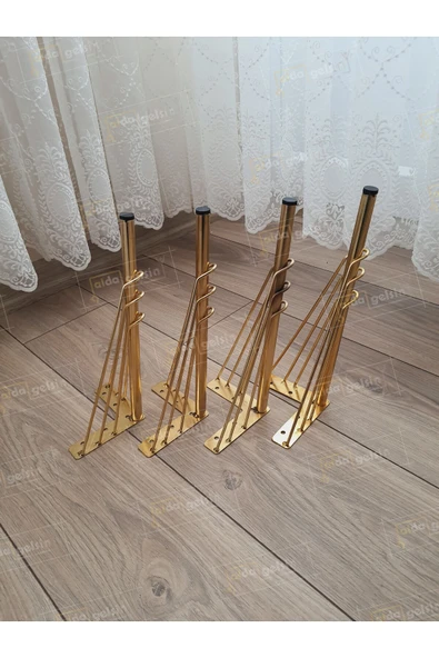 aldagelsin Mobilya Koltuk Sehpa Komidin Puf Bench Metal Telli Ayak 32 cm 4 Adet Gold ürün görseli 1