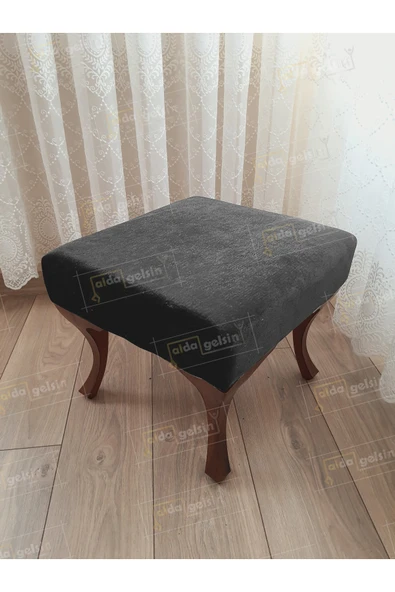 aldagelsin Ayak Ucu Kapı Önü Antre Düz Bench Puf Ceviz Ayak Antrasit Gri 45 x 45 ürün görseli 1