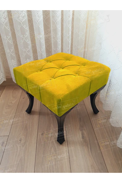 aldagelsin Kapitoneli Makyaj Pufu Ayak Ucu Puf Siyah Ayak (45*45) Sarı 45 x 45 ürün görseli 1