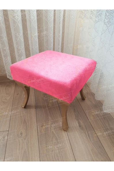 aldagelsin Ayak Ucu Kapı Önü Antre Düz Bench Puf Gold Ayak Pembe 45 x 45 ürün görseli 1