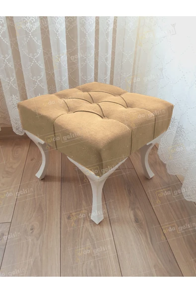 aldagelsin Kapitoneli Makyaj Pufu Ayak Ucu Puf Beyaz Ayak (45*45) Vizon 45 x 45 ürün görseli 1