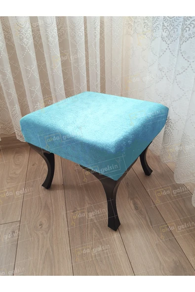aldagelsin Ayak Ucu Kapı Önü Antre Düz Bench Puf Siyah Ayak Turkuaz 45 x 45 ürün görseli 1