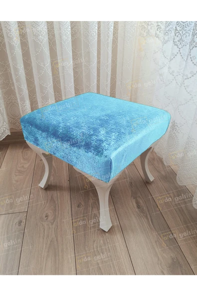 aldagelsin Ayak Ucu Kapı Önü Antre Düz Bench Puf Beyaz Ayak Turkuaz 45 x 45 ürün görseli 1