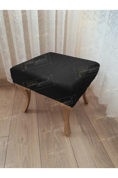 aldagelsin Ayak Ucu Kapı Önü Antre Düz Bench Puf Gold Ayak Siyah 45 x 45 ürün görseli 1