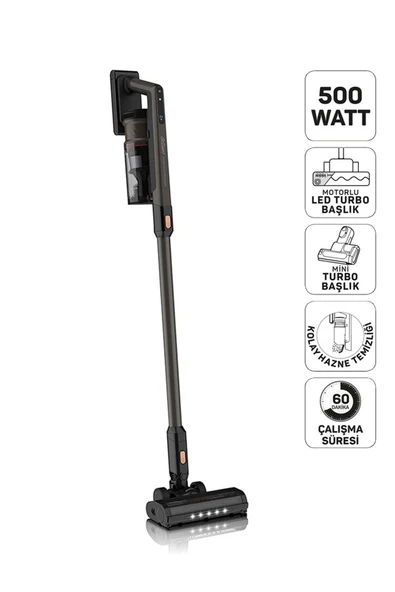 Arzum AR4208 Magiclean Propower Şarjlı Dikey Süpürge 500 W, BLDC Motor Gücü, 60 Dk Kullanım, Siyah ürün görseli 1