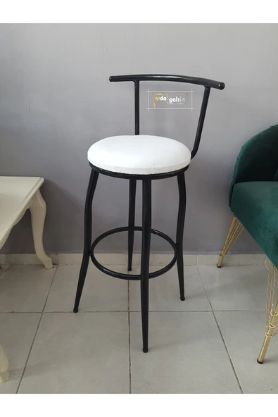 aldagelsin Sırtlı Dekoratif Bar Tabure Kara Inci Beyaz 60 x 33 ürün görseli 1