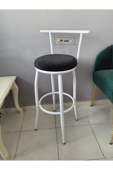 aldagelsin Sırtlı Dekoratif Bar Tabure Ak Inci Siyah 70 x 40 ürün görseli 1