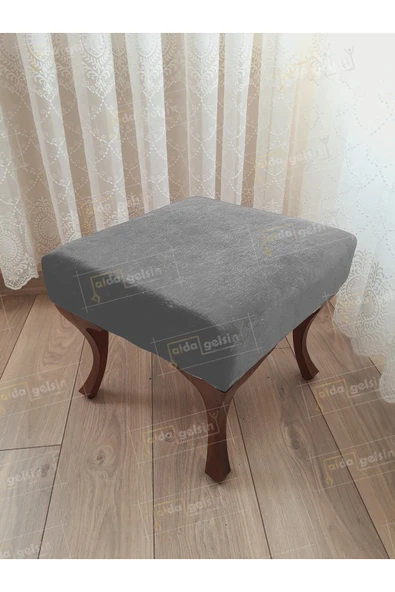 aldagelsin Ayak Ucu Kapı Önü Antre Düz Bench Puf Ceviz Ayak Gri 45 x 45 ürün görseli 1