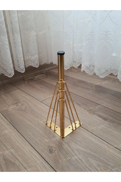 aldagelsin Mobilya Koltuk Sehpa Komidin Puf Bench Metal Telli Ayak 32 cm 2 Adet Gold ürün görseli 1