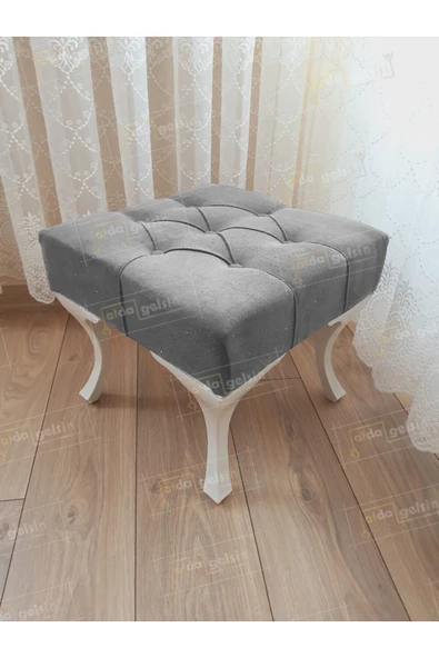 aldagelsin Kapitoneli Makyaj Pufu Ayak Ucu Puf Beyaz Ayak (45*45) Gri 45 x 45 ürün görseli 1