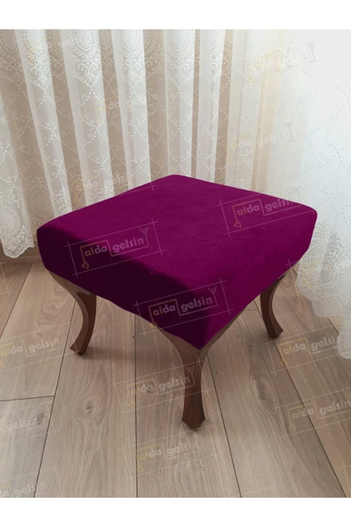 aldagelsin Ayak Ucu Kapı Önü Antre Düz Bench Puf Ceviz Ayak Mor 45 x 45 ürün görseli 1