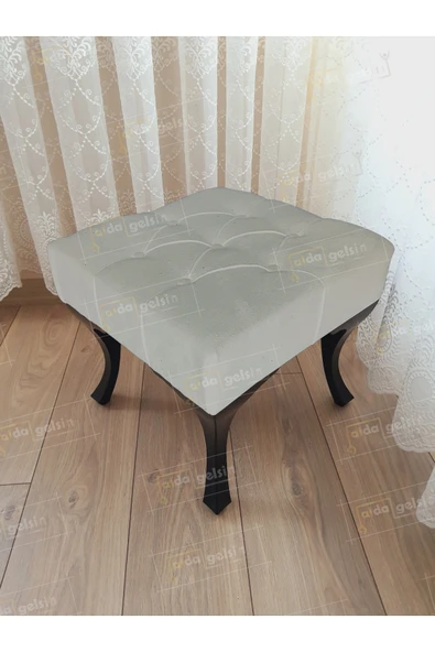 aldagelsin Kapitoneli Makyaj Pufu Ayak Ucu Puf Siyah Ayak (45*45) Beyaz 45 x 45 ürün görseli 1