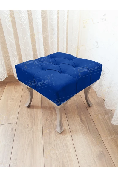 aldagelsin Kapitoneli Makyaj Pufu Ayak Ucu Puf Gümüş Ayak (45*45) Lacivert 45 x 45 ürün görseli 1