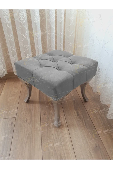 aldagelsin Kapitoneli Makyaj Pufu Ayak Ucu Puf Gümüş Ayak (45*45) Gri 45 x 45 ürün görseli 1