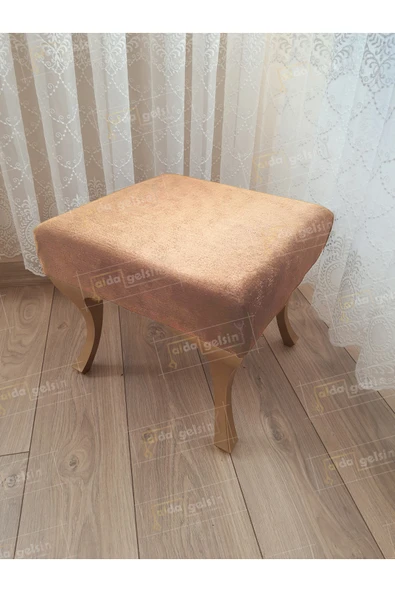 aldagelsin Ayak Ucu Kapı Önü Antre Düz Bench Puf Gold Ayak Vizon 45 x 45 ürün görseli 1