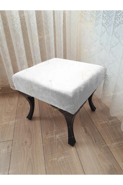 aldagelsin Ayak Ucu Kapı Önü Antre Düz Bench Puf Siyah Ayak Beyaz 45 x 45 ürün görseli 1