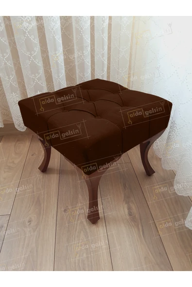 aldagelsin Kapitoneli Makyaj Pufu Ayak Ucu Puf Ceviz Ayak (45*45) Kahve 45 x 45 ürün görseli 1