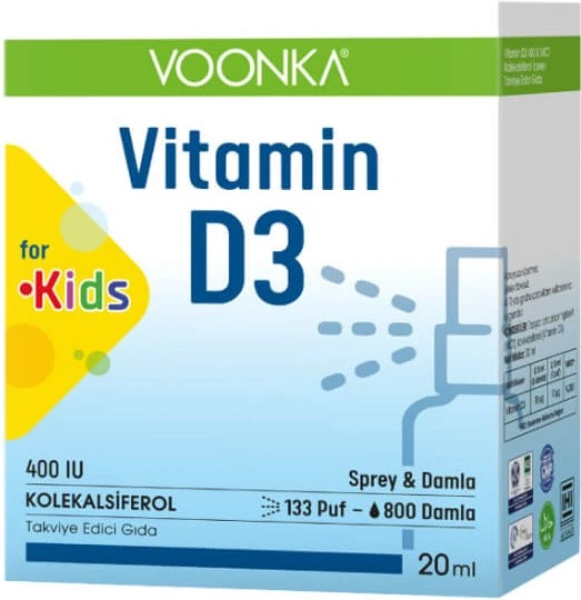 Voonka Vitamin D3 400 IU Kids Sprey 20 ml ürün görseli 1
