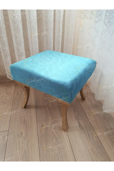 aldagelsin Ayak Ucu Kapı Önü Antre Düz Bench Puf Gold Ayak Turkuaz 45 x 45 ürün görseli 1