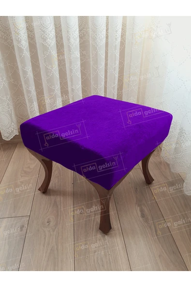 aldagelsin Ayak Ucu Kapı Önü Antre Düz Bench Puf Ceviz Ayak Patlıcan Moru 45 x 45 ürün görseli 1