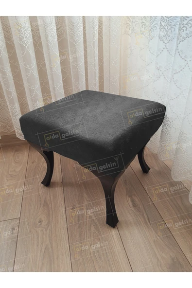 aldagelsin Ayak Ucu Kapı Önü Antre Düz Bench Puf Siyah Ayak Antrasit Gri 45 x 45 ürün görseli 1