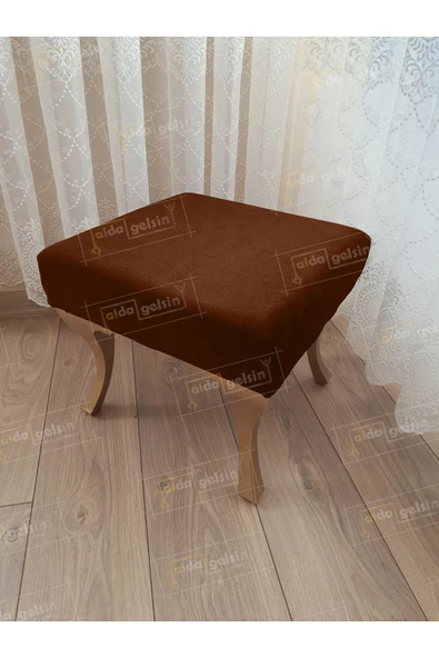 aldagelsin Ayak Ucu Kapı Önü Antre Düz Bench Puf Gold Ayak Kahve 45 x 45 ürün görseli 1