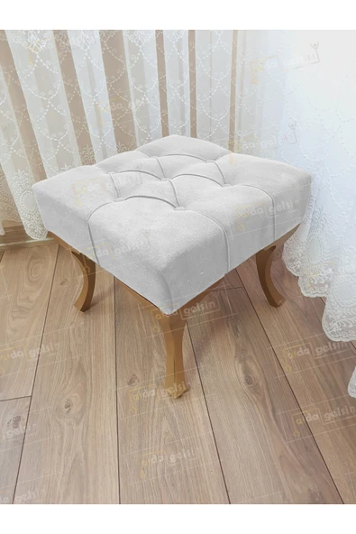 aldagelsin Kapitoneli Makyaj Pufu Ayak Ucu Puf Gold Ayak (45*45) Beyaz 45 x 45 ürün görseli 1