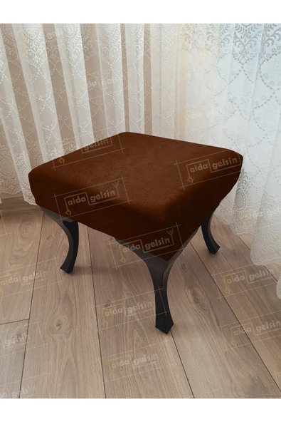 aldagelsin Ayak Ucu Kapı Önü Antre Düz Bench Puf Siyah Ayak Kahve 45 x 45 ürün görseli 1