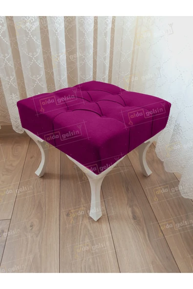 aldagelsin Kapitoneli Makyaj Pufu Ayak Ucu Puf Beyaz Ayak (45*45) Mor 45 x 45 ürün görseli 1