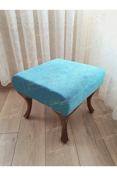 aldagelsin Ayak Ucu Kapı Önü Antre Düz Bench Puf Ceviz Ayak Turkuaz 45 x 45 ürün görseli 1