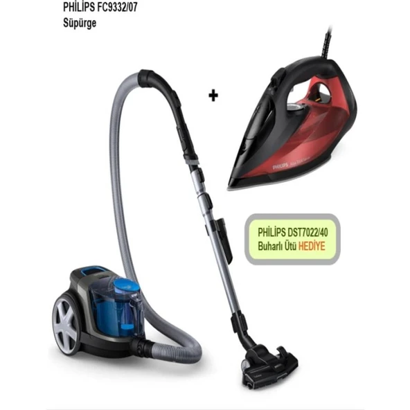 Philips Phılps FC9332/07 Turbo Baslıklı Power Pro Supurge + DST7022 7000 Serisi 2800 Watt Buharlı Ütü ürün görseli 1