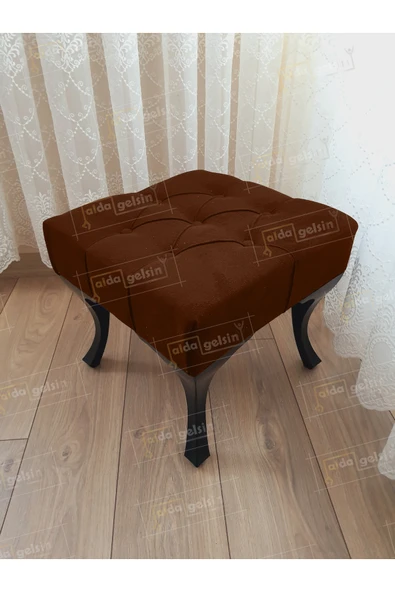 aldagelsin Kapitoneli Makyaj Pufu Ayak Ucu Puf Siyah Ayak (45*45) Kahve 45 x 45 ürün görseli 1
