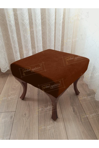 aldagelsin Ayak Ucu Kapı Önü Antre Düz Bench Puf Ceviz Ayak Kahve 45 x 45 ürün görseli 1