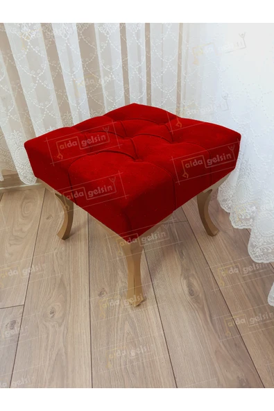 aldagelsin Kapitoneli Makyaj Pufu Ayak Ucu Puf Gold Ayak (45*45) Kırmızı 45 x 45 ürün görseli 1