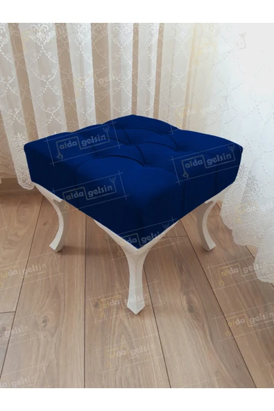 aldagelsin Kapitoneli Makyaj Pufu Ayak Ucu Puf Beyaz Ayak (45*45) Lacivert 45 x 45 ürün görseli 1