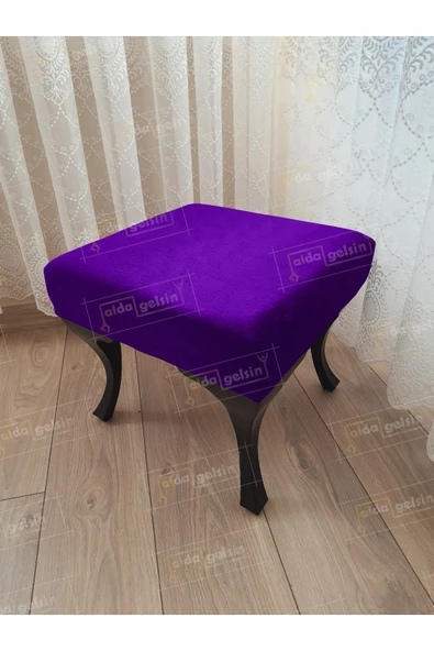 aldagelsin Ayak Ucu Kapı Önü Antre Düz Bench Puf Siyah Ayak Patlıcan Moru 45 x 45 ürün görseli 1