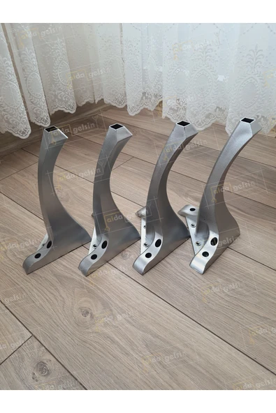 aldagelsin Mobilya Koltuk Sehpa Komidin Puf Bench Lükens Ayak 28 cm 4 Adet Gümüş ürün görseli 1