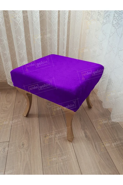 aldagelsin Ayak Ucu Kapı Önü Antre Düz Bench Puf Gold Ayak Patlıcan Moru 45 x 45 ürün görseli 1