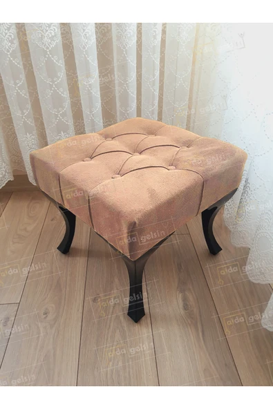 aldagelsin Kapitoneli Makyaj Pufu Ayak Ucu Puf Siyah Ayak (45*45) Vizon 45 x 45 ürün görseli 1