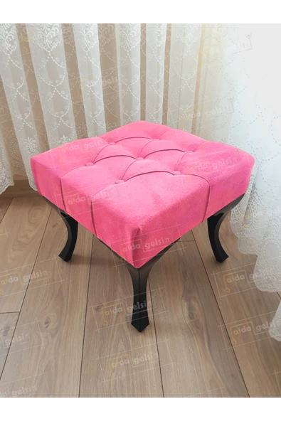aldagelsin Kapitoneli Makyaj Pufu Ayak Ucu Puf Siyah Ayak (45*45) Pembe 45 x 45 ürün görseli 1