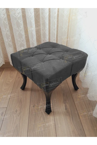 aldagelsin Kapitoneli Makyaj Pufu Ayak Ucu Puf Siyah Ayak (45*45) Antrasit 45 x 45 ürün görseli 1