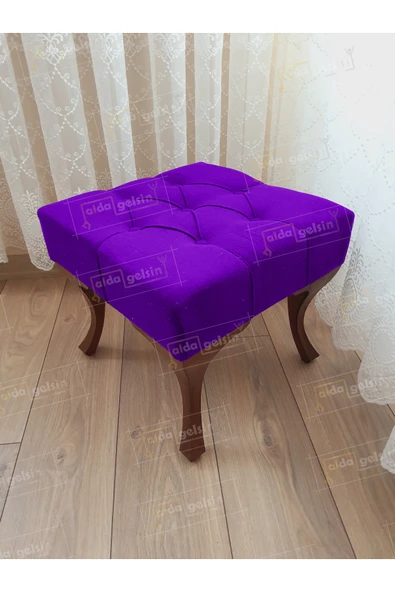 aldagelsin Kapitoneli Makyaj Pufu Ayak Ucu Puf Ceviz Ayak (45*45) Lila 45 x 45 ürün görseli 1