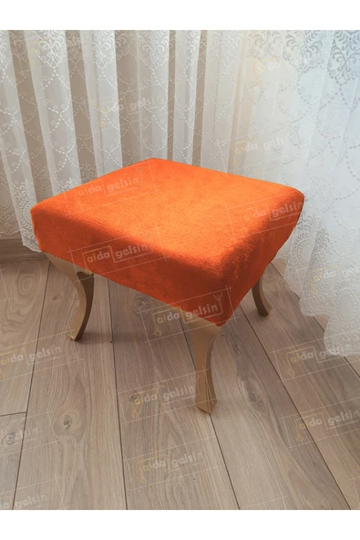 aldagelsin Ayak Ucu Kapı Önü Antre Düz Bench Puf Gold Ayak Turuncu 45 x 45 ürün görseli 1