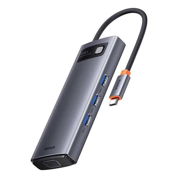 BASEUS StarJoy USB-C to 6 in 1 Çok Fonksiyonlu Bağlantı İstasyonu WKWG030013 ürün görseli 1