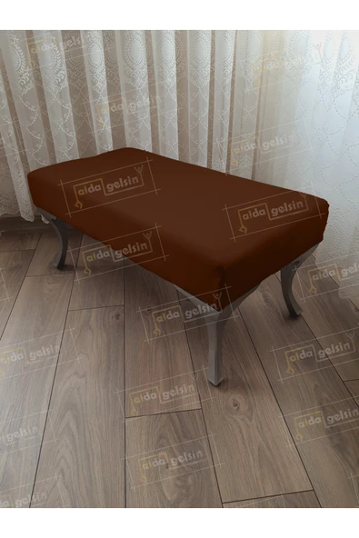 aldagelsin Ayak Ucu Kapı Önü Antre Düz Bench Puf Orta Sehpa Gümüş Ayak Kahve 90 x 45 ürün görseli 1