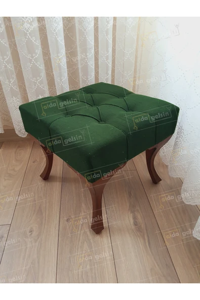 aldagelsin Kapitoneli Makyaj Pufu Ayak Ucu Puf Ceviz Ayak (45*45) Yeşil 45 x 45 ürün görseli 1