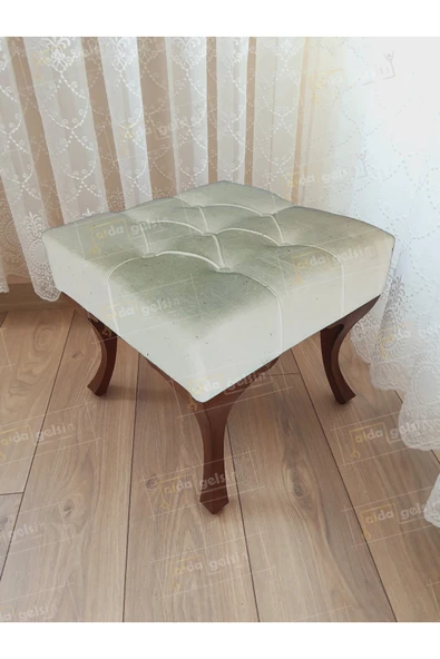 aldagelsin Kapitoneli Makyaj Pufu Ayak Ucu Puf Ceviz Ayak (45*45) Beyaz 45 x 45 ürün görseli 1