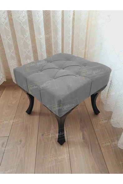 aldagelsin Kapitoneli Makyaj Pufu Ayak Ucu Puf Siyah Ayak (45*45) Gri 45 x 45 ürün görseli 1
