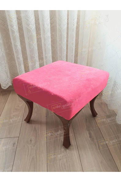 aldagelsin Ayak Ucu Kapı Önü Antre Düz Bench Puf Ceviz Ayak Pembe 45 x 45 ürün görseli 1